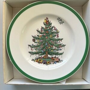 4 Spode Christmas Tree Salad plates England